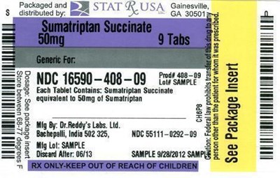 Image Description (Sumatriptan 50 mg Label 408)